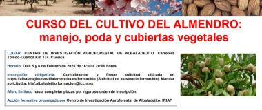 Poster for the almond tree management course at CIAF Albaladejito